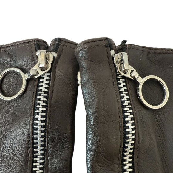 Vintage Etienne Aigner Leather Gloves Brown Medium Womens Lambswool Lined - Picture 4 of 12